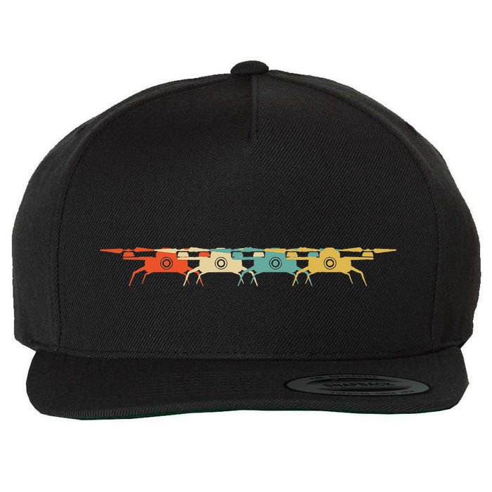 Drone Retro Flying Quadcopter Wool Snapback Cap