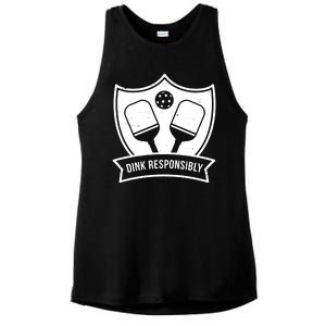 Dink Responsibly Funny Pickleball Ladies PosiCharge Tri-Blend Wicking Tank