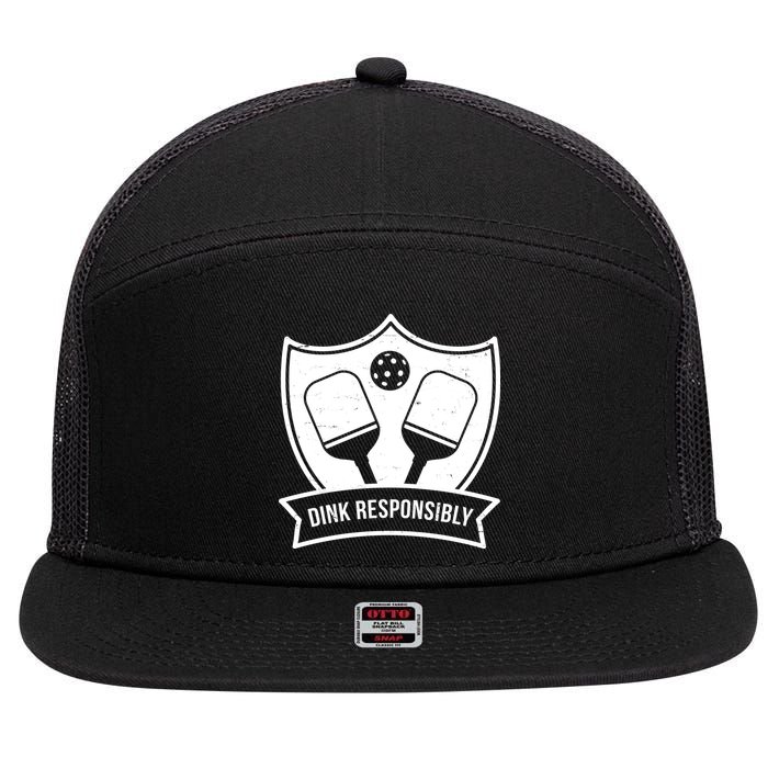 Dink Responsibly Funny Pickleball 7 Panel Mesh Trucker Snapback Hat