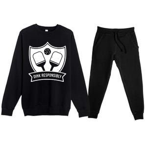 Dink Responsibly Funny Pickleball Premium Crewneck Sweatsuit Set