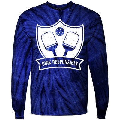 Dink Responsibly Funny Pickleball Tie-Dye Long Sleeve Shirt