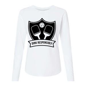 Dink Responsibly Funny Pickleball Womens Cotton Relaxed Long Sleeve T-Shirt