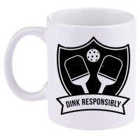 Dink Responsibly Funny Pickleball 11oz C Handle Ceramic Mug