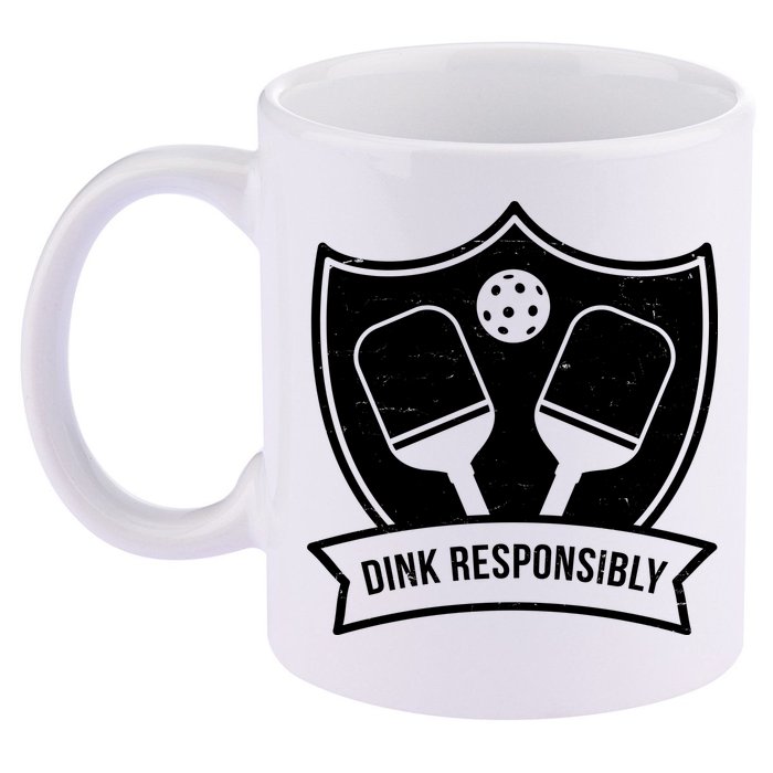 Dink Responsibly Funny Pickleball 11oz C Handle Ceramic Mug