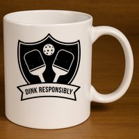 Dink Responsibly Funny Pickleball 11oz C Handle Ceramic Mug