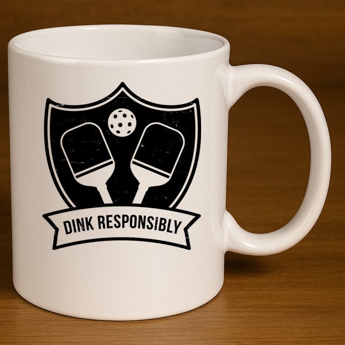 Dink Responsibly Funny Pickleball 11oz C Handle Ceramic Mug