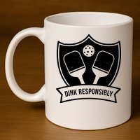 Dink Responsibly Funny Pickleball 11oz C Handle Ceramic Mug