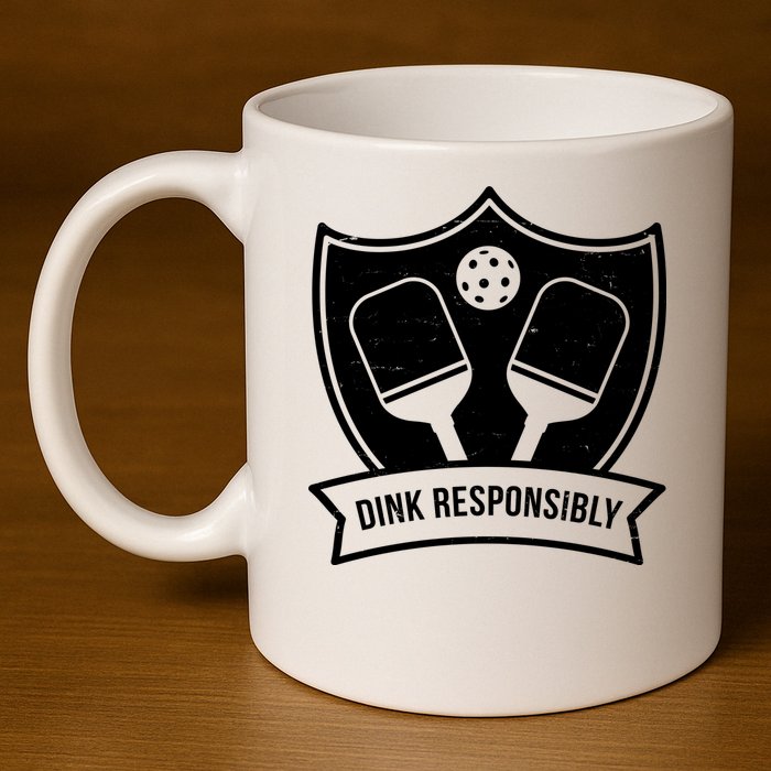 Dink Responsibly Funny Pickleball 11oz C Handle Ceramic Mug