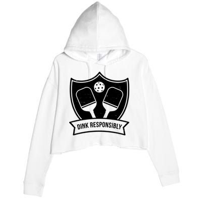 Dink Responsibly Funny Pickleball Crop Fleece Hoodie