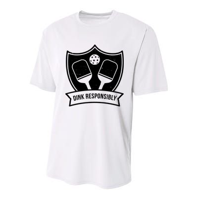 Dink Responsibly Funny Pickleball Youth Performance Sprint T-Shirt