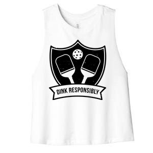 Dink Responsibly Funny Pickleball Women's Racerback Cropped Tank