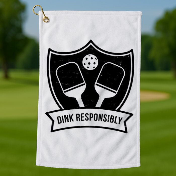 Dink Responsibly Funny Pickleball Golf Towel