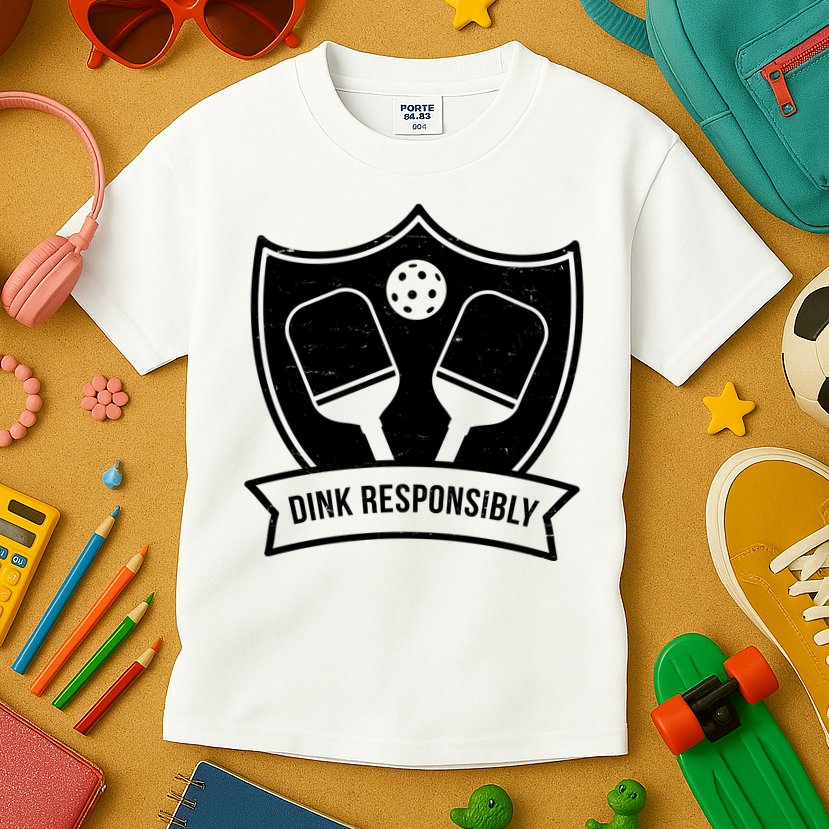 Dink Responsibly Funny Pickleball Kids T-Shirt