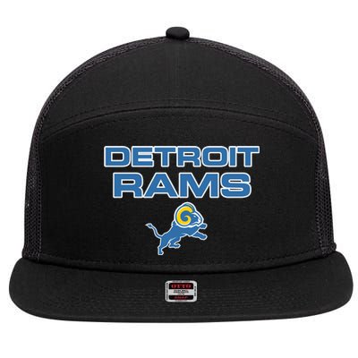 Detroit Rams Funny 7 Panel Mesh Trucker Snapback Hat