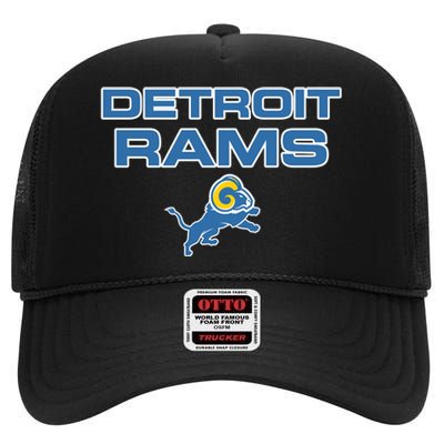 Detroit Rams Funny High Crown Mesh Back Trucker Hat