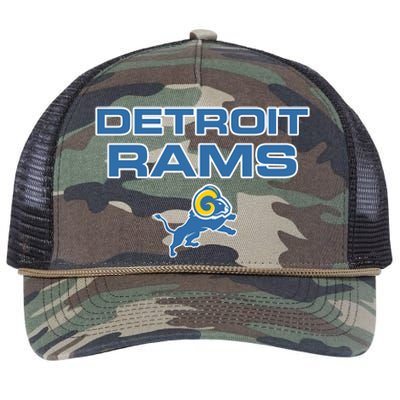 Detroit Rams Funny Retro Rope Trucker Hat Cap