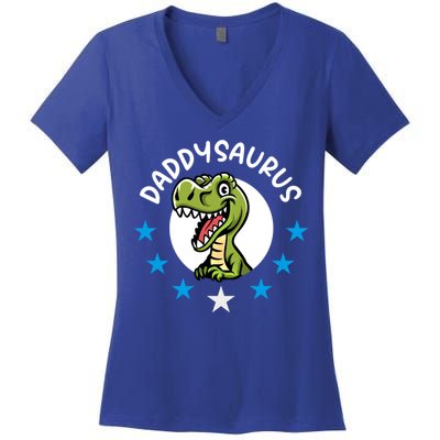 Daddysaurus Rex For Dads Funny Gift Women's V-Neck T-Shirt