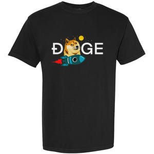 Dogecoin Rocket  Funny Doge To The Moon Cryptocurrency Garment-Dyed Heavyweight T-Shirt