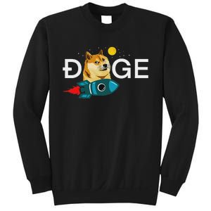 Dogecoin Rocket  Funny Doge To The Moon Cryptocurrency Sweatshirt