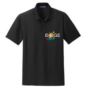 Dogecoin Rocket  Funny Doge To The Moon Cryptocurrency Dry Zone Grid Polo