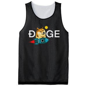 Dogecoin Rocket  Funny Doge To The Moon Cryptocurrency Mesh Reversible Basketball Jersey Tank