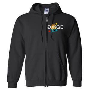 Dogecoin Rocket  Funny Doge To The Moon Cryptocurrency Full Zip Hoodie