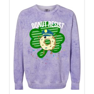 Donut Resist Funny Police Officer Irish St Patricks Day Meme Gift Colorblast Crewneck Sweatshirt