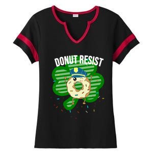 Donut Resist Funny Police Officer Irish St Patricks Day Meme Gift Ladies Halftime Notch Neck Tee