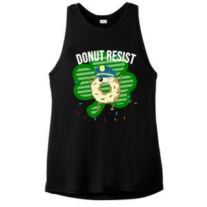 Donut Resist Funny Police Officer Irish St Patricks Day Meme Gift Ladies PosiCharge Tri-Blend Wicking Tank