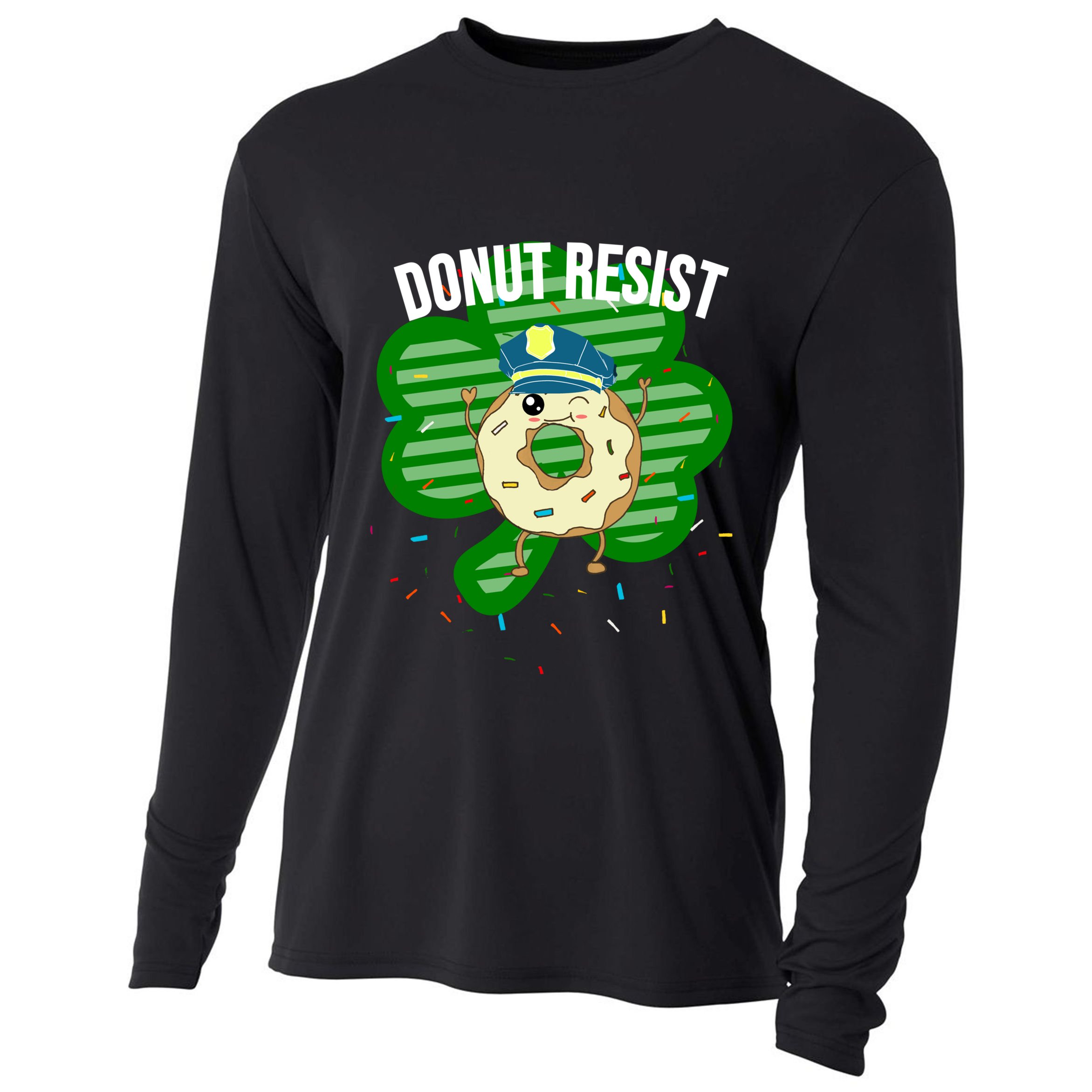 Donut Resist Funny Police Officer Irish St Patricks Day Meme Gift Cooling Performance Long Sleeve Crew