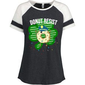 Donut Resist Funny Police Officer Irish St Patricks Day Meme Gift Enza Ladies Jersey Colorblock Tee