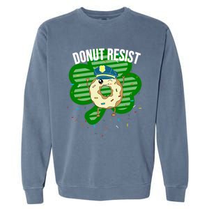 Donut Resist Funny Police Officer Irish St Patricks Day Meme Gift Garment-Dyed Sweatshirt