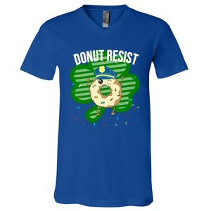 Donut Resist Funny Police Officer Irish St Patricks Day Meme Gift V-Neck T-Shirt