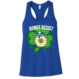 Donut Resist Funny Police Officer Irish St Patricks Day Meme Gift Women's Racerback Tank