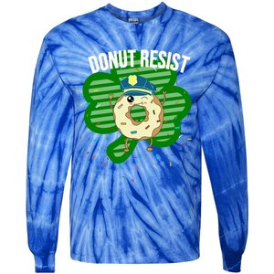 Donut Resist Funny Police Officer Irish St Patricks Day Meme Gift Tie-Dye Long Sleeve Shirt