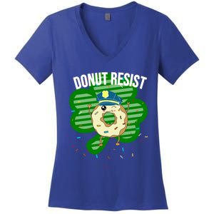 Donut Resist Funny Police Officer Irish St Patricks Day Meme Gift Women's V-Neck T-Shirt