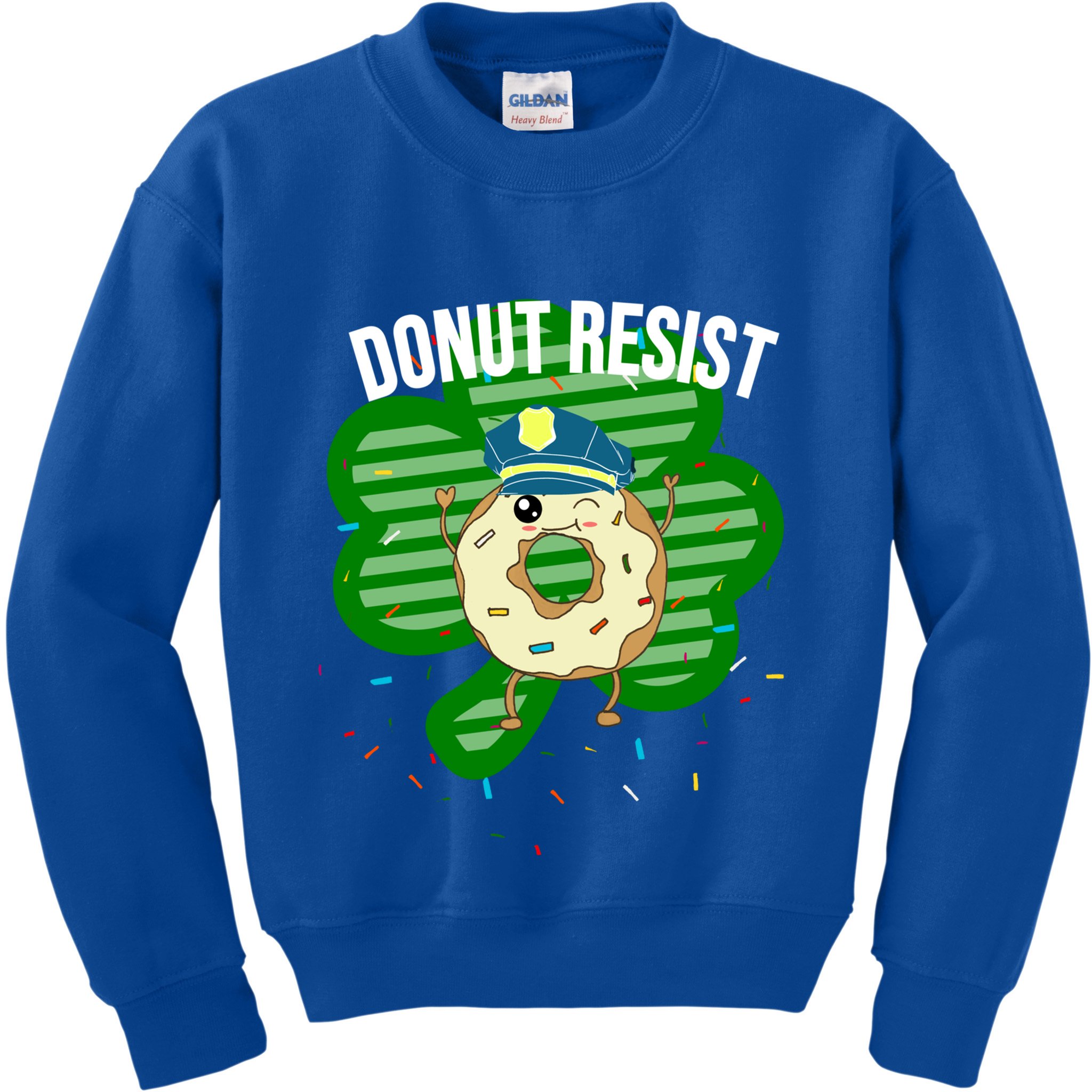 Donut Resist Funny Police Officer Irish St Patricks Day Meme Gift Kids Sweatshirt