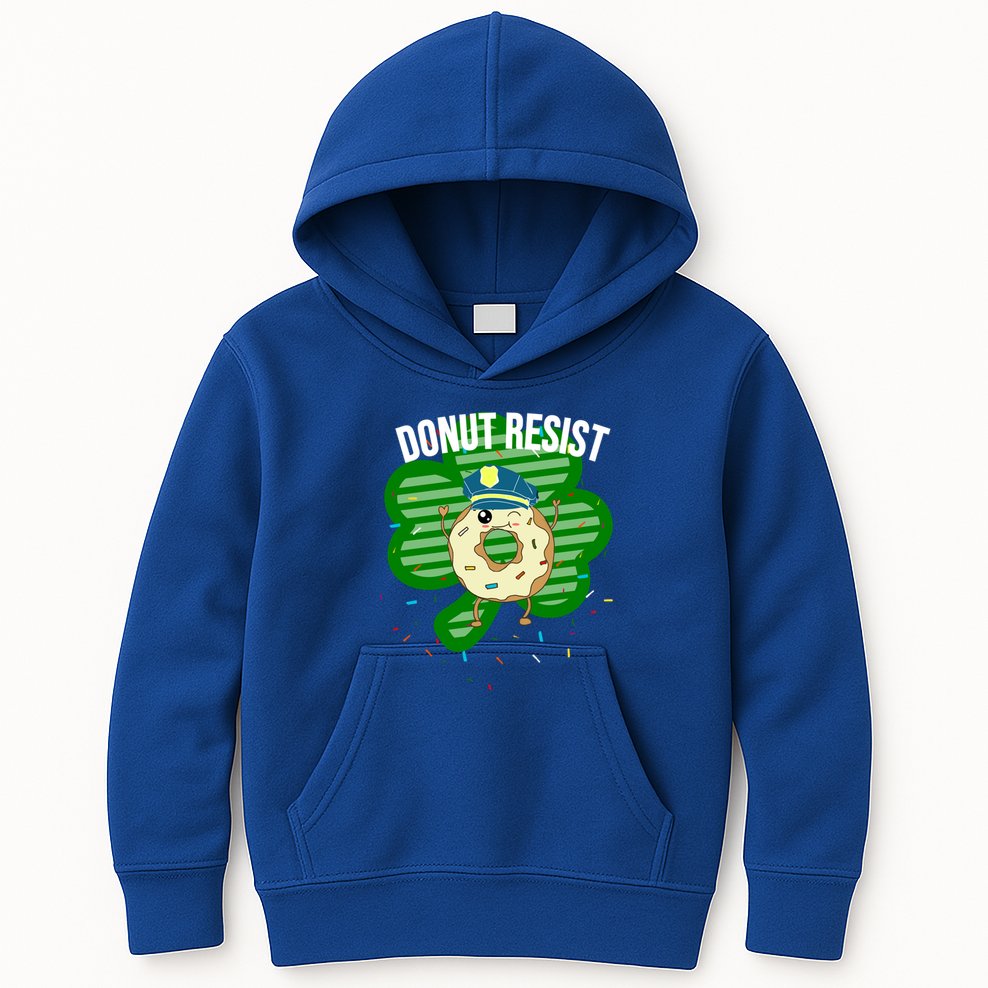 Donut Resist Funny Police Officer Irish St Patricks Day Meme Gift Kids Hoodie