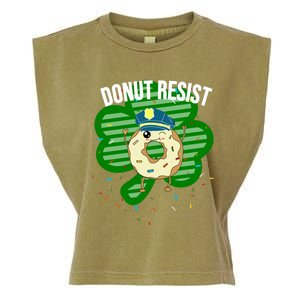 Donut Resist Funny Police Officer Irish St Patricks Day Meme Gift Garment-Dyed Women's Muscle Tee