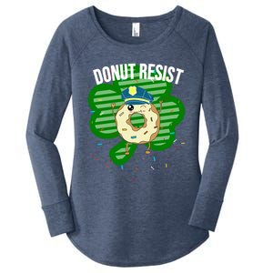 Donut Resist Funny Police Officer Irish St Patricks Day Meme Gift Women's Perfect Tri Tunic Long Sleeve Shirt