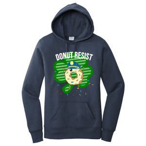 Donut Resist Funny Police Officer Irish St Patricks Day Meme Gift Women's Pullover Hoodie