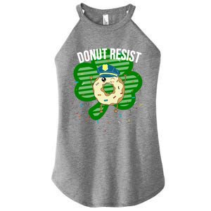 Donut Resist Funny Police Officer Irish St Patricks Day Meme Gift Women's Perfect Tri Rocker Tank