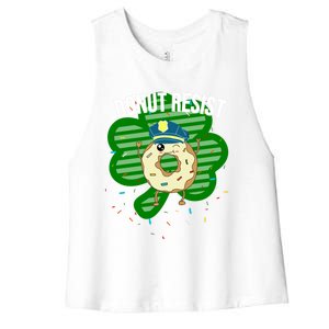 Donut Resist Funny Police Officer Irish St Patricks Day Meme Gift Women's Racerback Cropped Tank