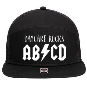 Daycare Rocks for ABCD Rock First Day of Daycare 7 Panel Mesh Trucker Snapback Hat