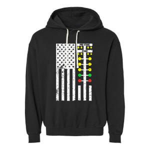 Drag Racing Flag American Drag Race Track Strip Light Tree Garment-Dyed Fleece Hoodie