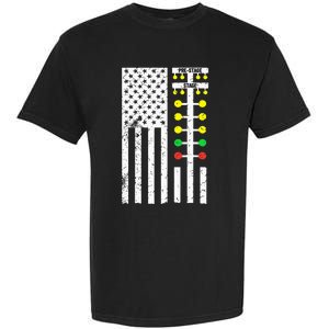 Drag Racing Flag American Drag Race Track Strip Light Tree Garment-Dyed Heavyweight T-Shirt