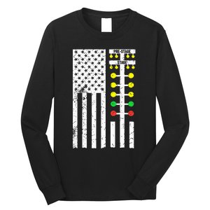 Drag Racing Flag American Drag Race Track Strip Light Tree Long Sleeve Shirt