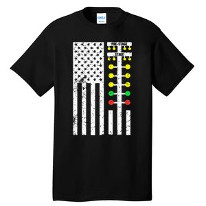 Drag Racing Flag American Drag Race Track Strip Light Tree Tall T-Shirt