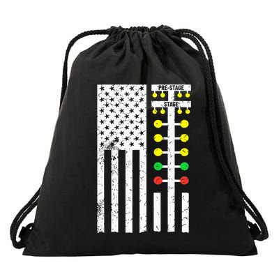 Drag Racing Flag American Drag Race Track Strip Light Tree Drawstring Bag