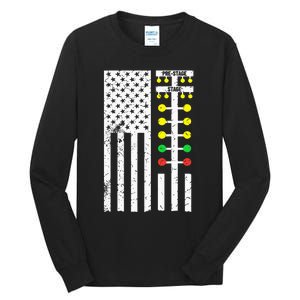 Drag Racing Flag American Drag Race Track Strip Light Tree Tall Long Sleeve T-Shirt